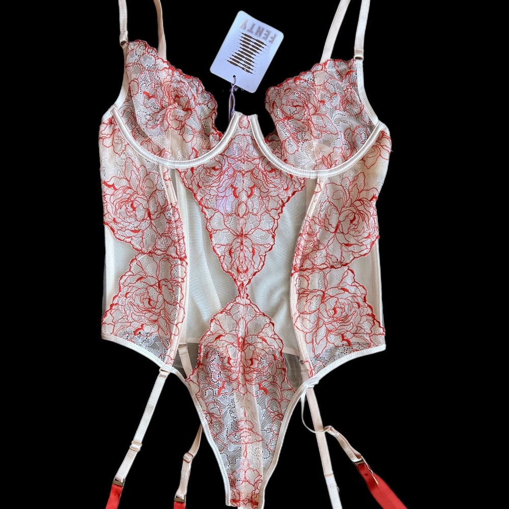 SAVAGExFENTY Red lace Corset Lingerie Teddy